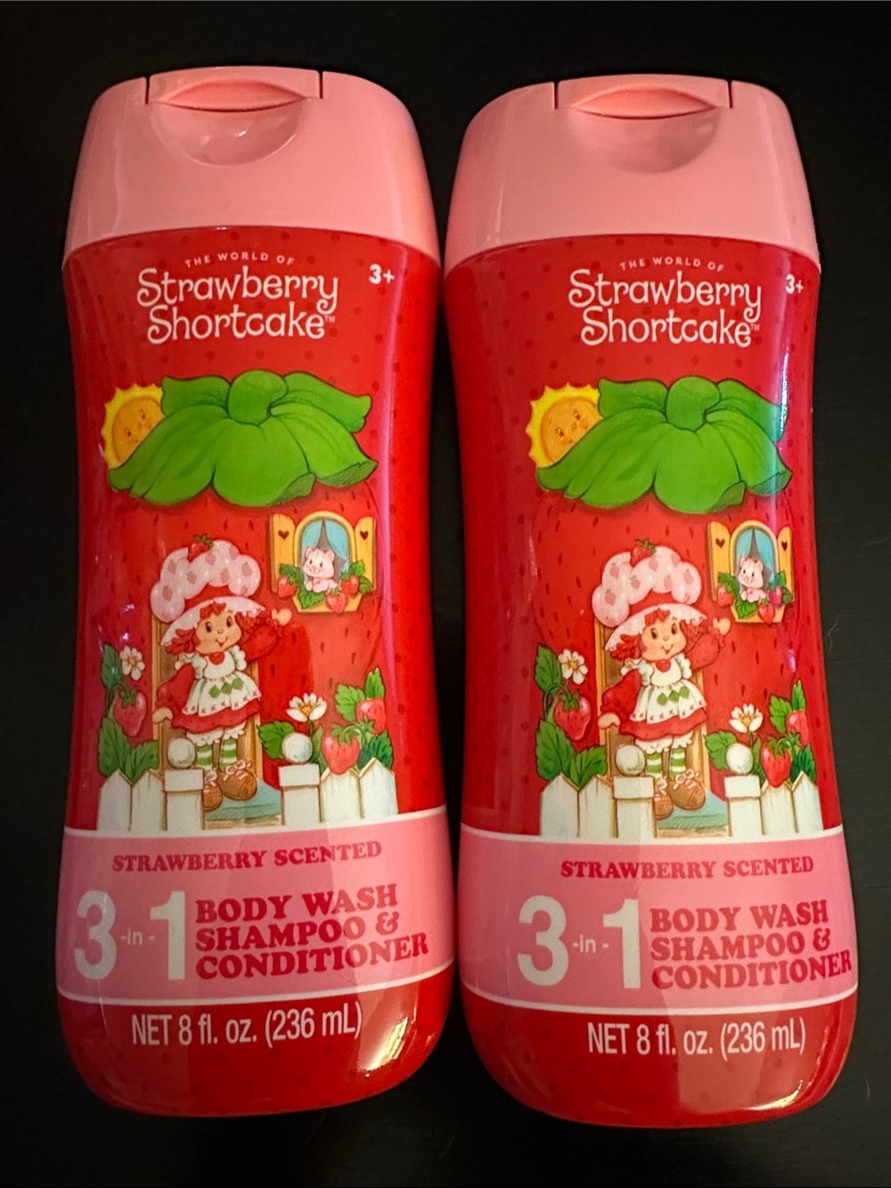 2 Strawberry Shortcake 3-in-1 Kids Body Wash, Shampoo & Conditioner - Pink/Red